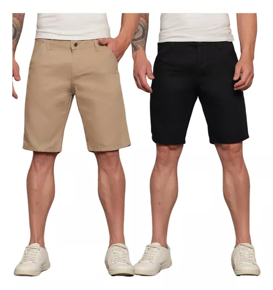 Kit 2 Bermudas Short Sarja Social Brim Masculina Colorida