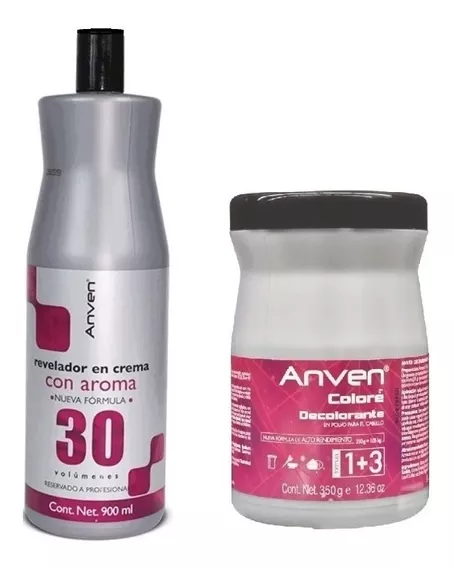 Decolorante Para Cabello Anven 350g Bote Y Revelador 30 Vol.