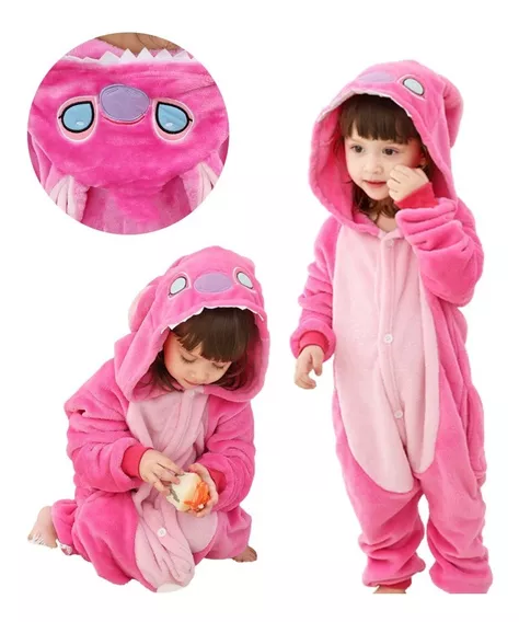 Kigurumi Stitch Angel Cosplay Pijama Mameluco Niño Niña 