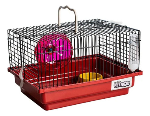 Gaiola Hamster Roedores Brasileirinha Black Metal Jel Plast Cor Preto/vermelho