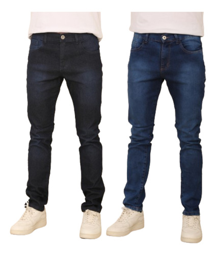 Kit Com 2 Calças Jeans Masculina Slim Elastano Cintura Baixa