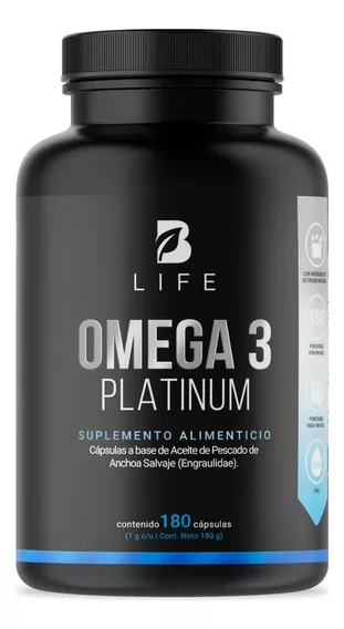 Pote Omega 3 Platinum D 180 Caps 1000mg Certificado Ifos B Life Sin sabor