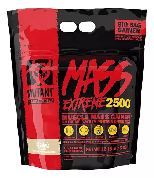 Gainer Mutant Mass Xxxtreme 2500 12 Lbs Ganador De Peso Sabor Vainilla