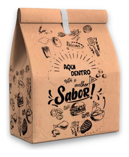 Saco Papel Kraft, Delivery, Sos, Tamanho G, 100 Unid