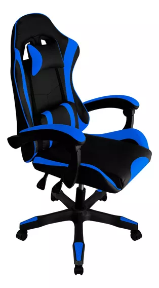 Silla Gamer Oficina Escritorio Linium Ergonómic Super Comoda Color Azul Material del tapizado Cuero sintético