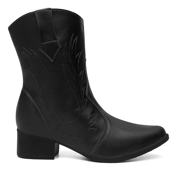 Bota Feminina Texana Cano Curto Western Bico Fino Moda