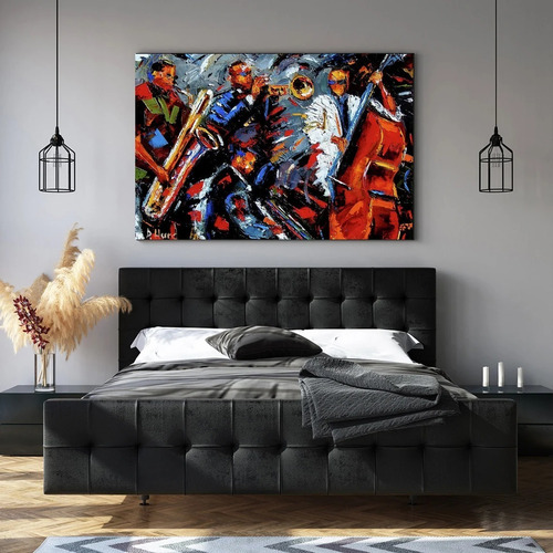 Lindo Quadro Canvas Jazz Pintura Abstrata Decoração Musica 