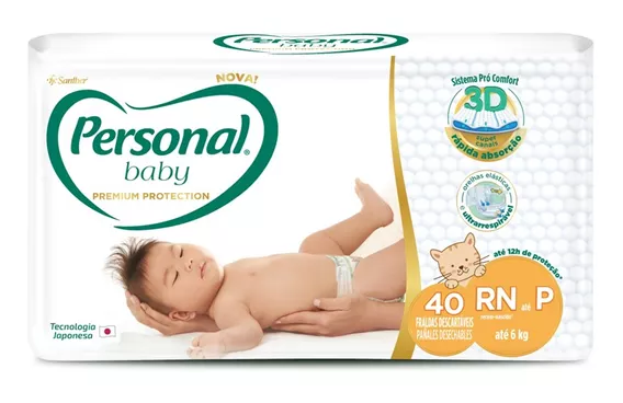 Personal Baby Premium Protection - Tam: Rn/p Com 40 Fraldas Tamanho Recém-nascido (RN)