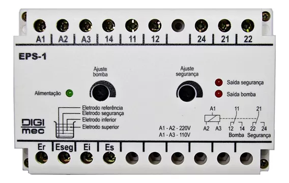 Rele De Nível Eletrônico Com Segurança Eps-1 220v Digimec