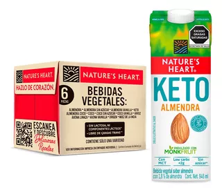 Pack X6 Bebidas Vegetales Nature's Heart Keto Almendra