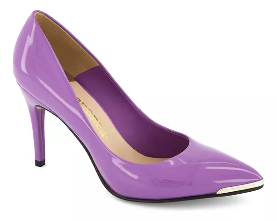 Zapatilla Ejecutiva Andrea Punta Metalizada Mujer Morado