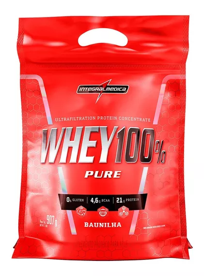 Suplemento em pó Integral Médica  WHEY 100%  Pure proteínas sabor  baunilha em sachê de 900g