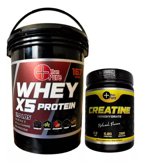 Kit Cubeta 5kg De Proteína Whey Con 5 Sabores + Creatina 1kg