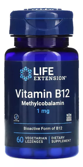 Metilcobalamina Vitamina B12 1 Mg Sublingual 60cap Life Exte Sabor Neutro