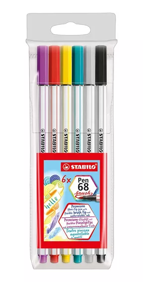 Caneta Brush Pen Pen 68 Brush Stabilo - Blister 6 Un