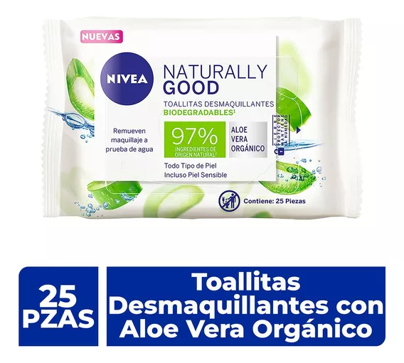 Toallitas Desmaquillantes Nivea Naturally Good 25 Piezas