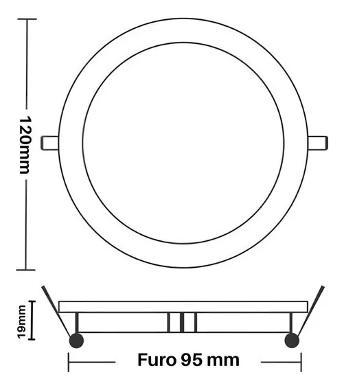 Painel Plafon De Led Redondo Embutir 6w Bivolt Taschibra Cor Branco/Frio (6500k) 110V/220V