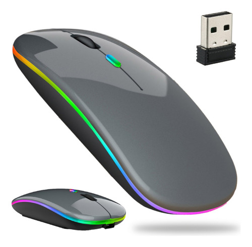 Mouse Sem Fio Recarregável Wireles Optico Led Rgb Ergonômico