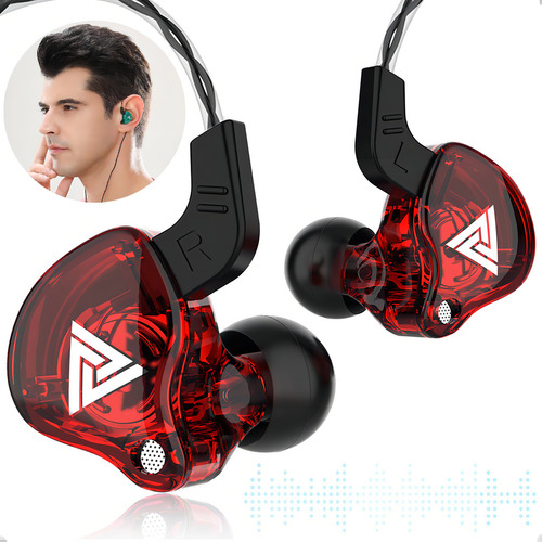 Fone De Ouvido Gamer Dj Retorno Palco Qkz Ak6 In-ear + Case Cor Vermelho