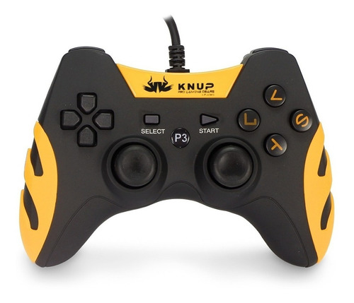 Controle joystick Knup KP-4040 preto e amarelo