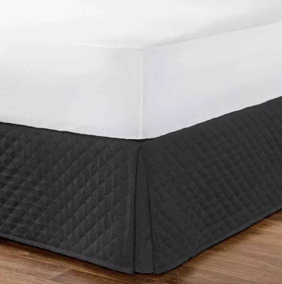 Saia Para Cama Box Solteiro Matelada Microfibra Cor Preto