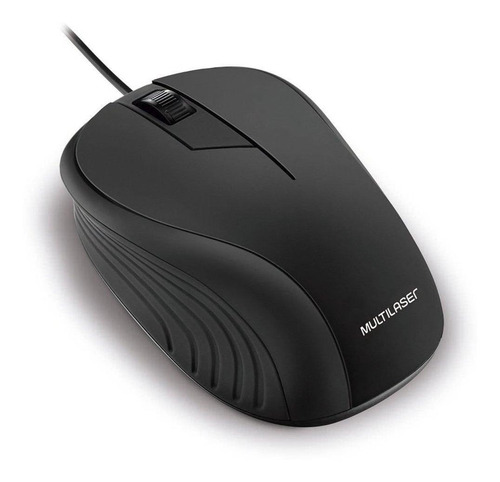 Mouse Multilaser Emborrachado Preto C Fio Usb 1200 Dpi Mo222