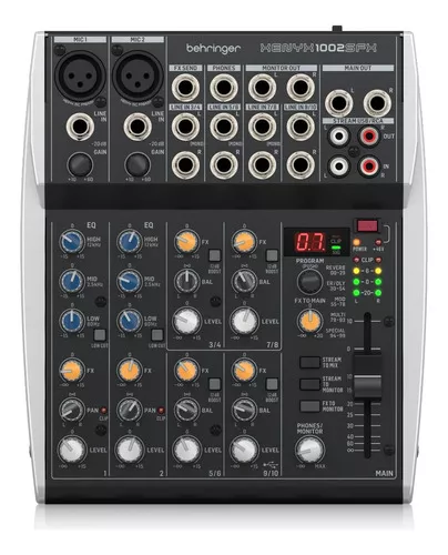 Efeitos Behringer Xenyx 1002sfx de 10 canais e mixer USB