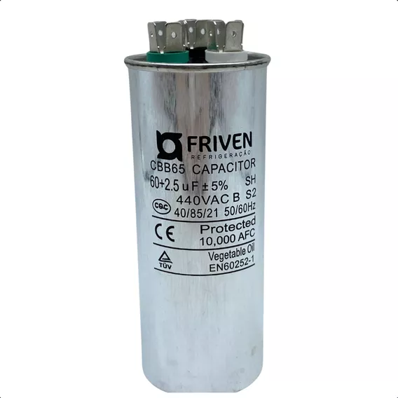 Capacitor Duplo 60+2,5uf 440v Cbb65 Friven