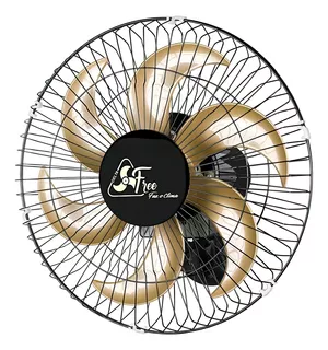 Ventilador de parede Venti-Delta Grade de aço com 6 pás dourado estrutura preto, 40cm de diâmetro 127V/220V