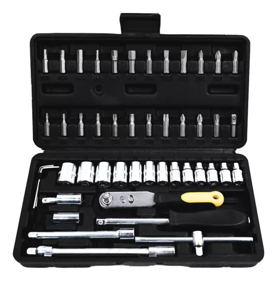 Kit Jogo De Ferramentas Com Maleta 48 Peças Titanium Cor Preto