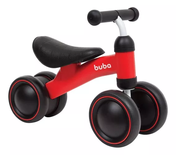 Bicicleta De Equilíbrio Para Bebês Vermelha 04 Rodas Buba