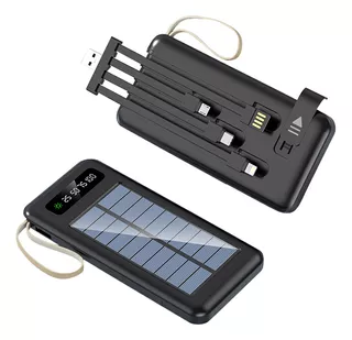 Carregador Solar Portátil De Banco De Potência De 20.000 Mah Cor Preto