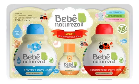 Kit Bebe Natureza 230ml Shampo Cond Colonia Suave Vegano