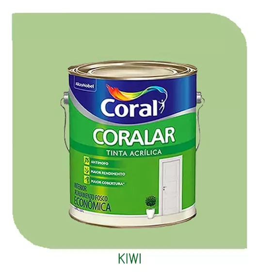 Tinta Acrílica Coralar Anti Mofo Econômica Cores 3,6 Litros Cor Verde Kiwi