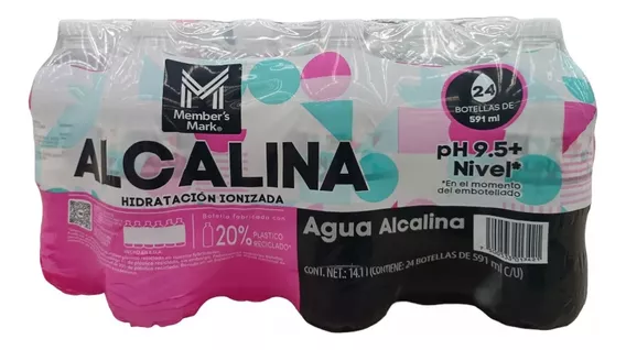 Agua Alcalina Hidratacion Ionizada 24 Pzs De 591 Ml Ph 9.5+ 