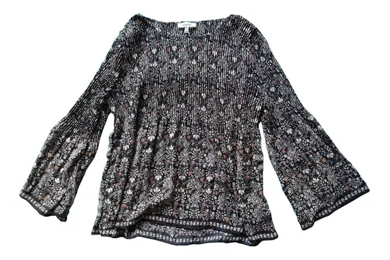 Blusa Negra Con Flores Max Studio Talla Xs