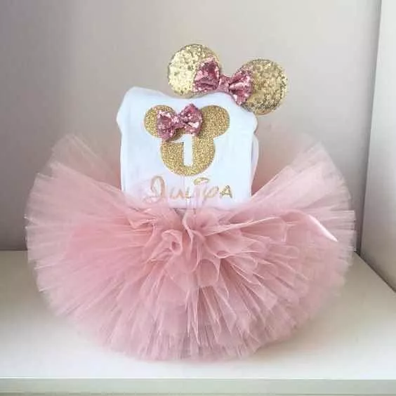 Tutu Minnie Esponjado Glitter Personalízalo Con Nombre