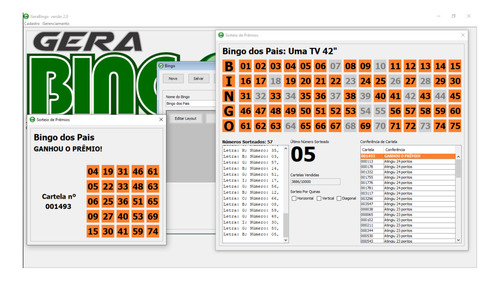 Gerador De Cartela, Tela De Sorteio, Código De Barras