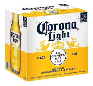 Cerveza Corona Light 12 Botellas De 355 Ml.