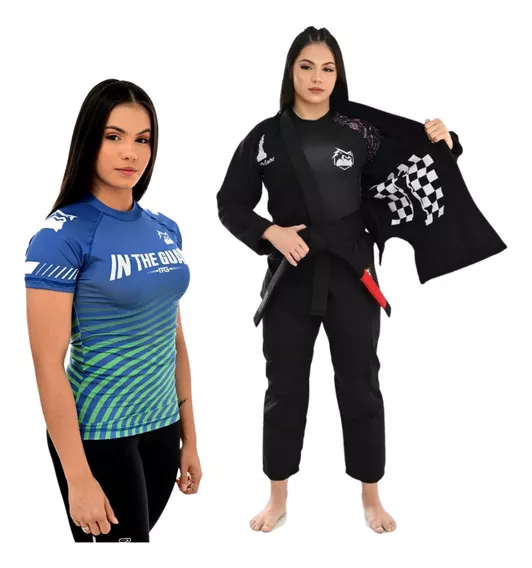 Kimono Jiu Jitsu Trançado Feminino  +  Rash Guards No-gi