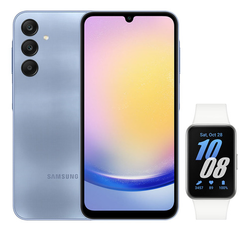 Celular Samsung A25 5g (128gb) - Azul + Galaxy Fit3 - Prata