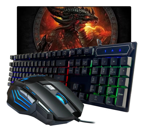 Kit Teclado Gamer Semi Mecanico Led Rgb Mouse Mouse Pad 