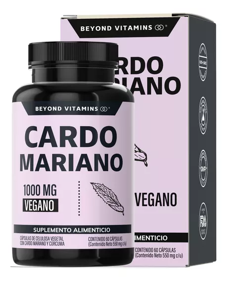 Beyond Vitamins | Cardo Mariano (extracto De Silimarina 100% Natural Y Vegano | Milk Thystle | Fórmula Premium Potenciada Con Raíz De Cúrcuma | 60 Cápsulas