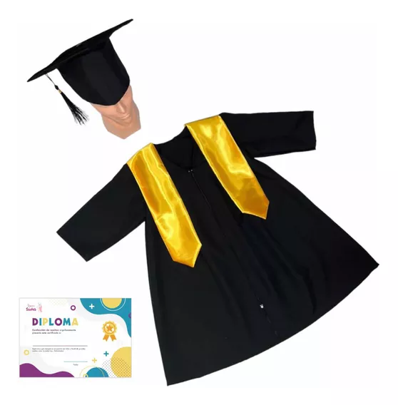 Toga Birrete Y Diploma Graduación Niños/niñas Colores