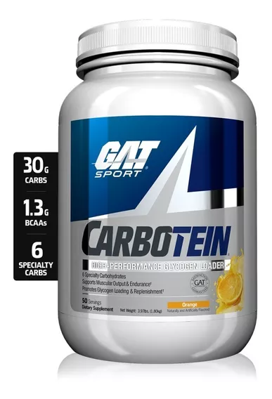 Gat Sport Carbotein 50 Servs 3.8lbs Recuperador Post Entreno Sabor Naranja