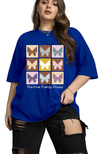 Camiseta Oversized Plus Size Estampa Positive Energy Always