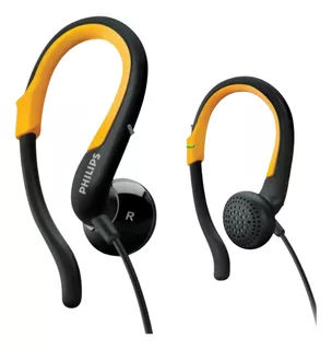 Fone De Ouvido 3,5mm - Philips Earhook Preto/amarelo - Shs48