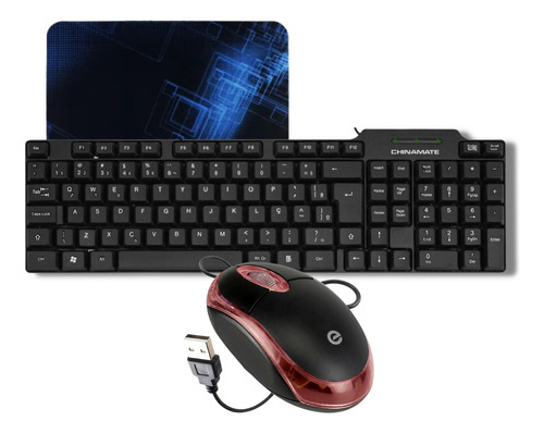 Kit Teclado E Mouse Basico Com Fio Usb Qualidade Home Office