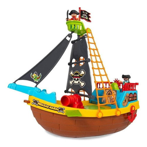 Barco Pirata Com Rodinha Brinquedo Infantil Maral Quantidade de peças 23