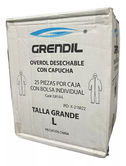 25 Traje Overol Tyvek Gr L Gr10 Desechable Capucha